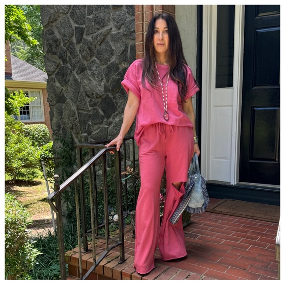 43 Chic Stylish Cotton Wide Leg Elastic Wait Tie Pants - Picture 2 of 7